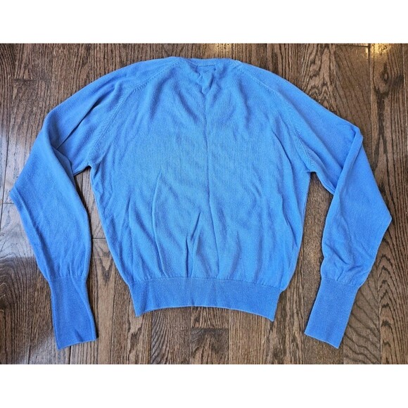 Vtg La Mode Lite Beer Logo V-Neck Sweater Blue Sz S Cashmerlon Miller Lite - Picture 2 of 9